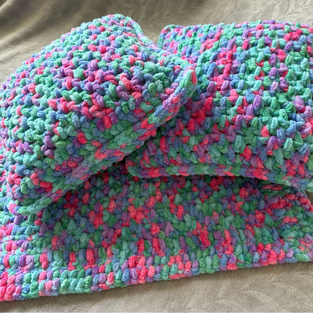 Handmade Crocheted set of 2 Pillows and Carpet